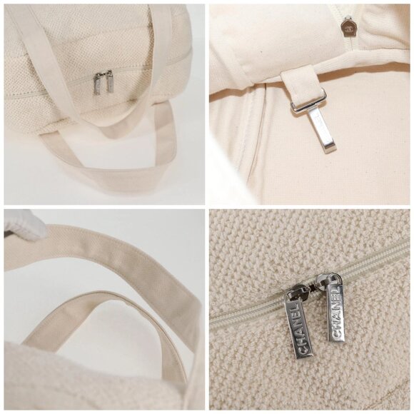 CHANEL COCO Mark Boston Bag Pile White Silver CC Auth BA1544AM - Picture 16 of 16